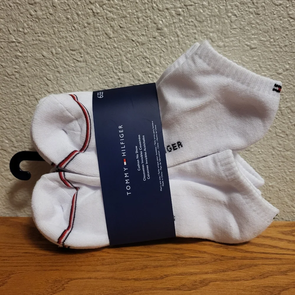 NWT 12 Pairs Tommy Hilfiger White Cushion No Show Socks Men's One Size